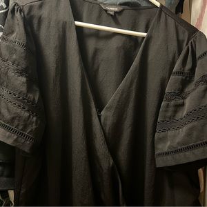 EXPRESS lace sleeve wrap front bodysuit •